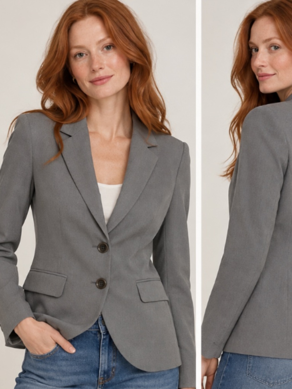 United Colors of Benetton Grey Tailored Blazer – Size 42 | Good Condition